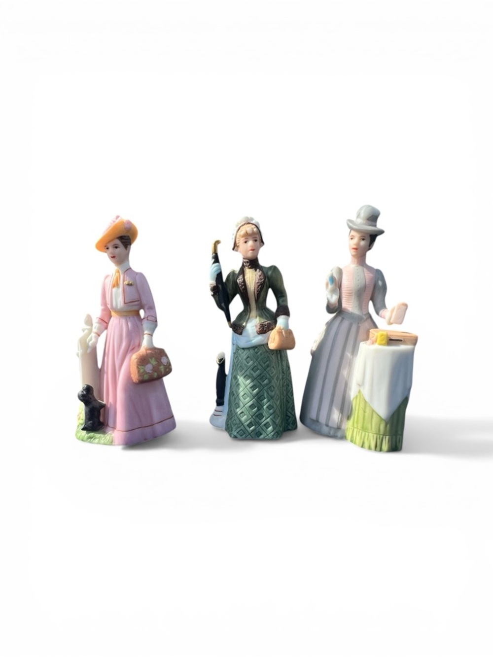 Avon Porcelain Victorian Lady Figurine Trio